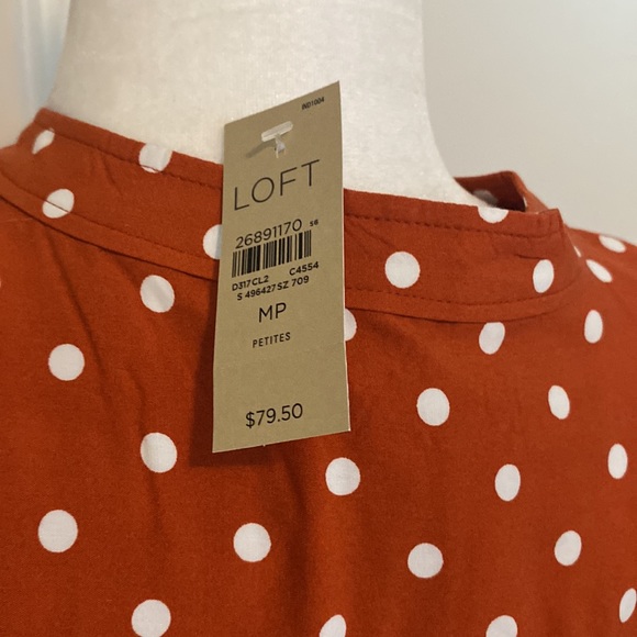 NWT Loft Petite Polka Dot Dress Sz MP - Picture 6 of 9